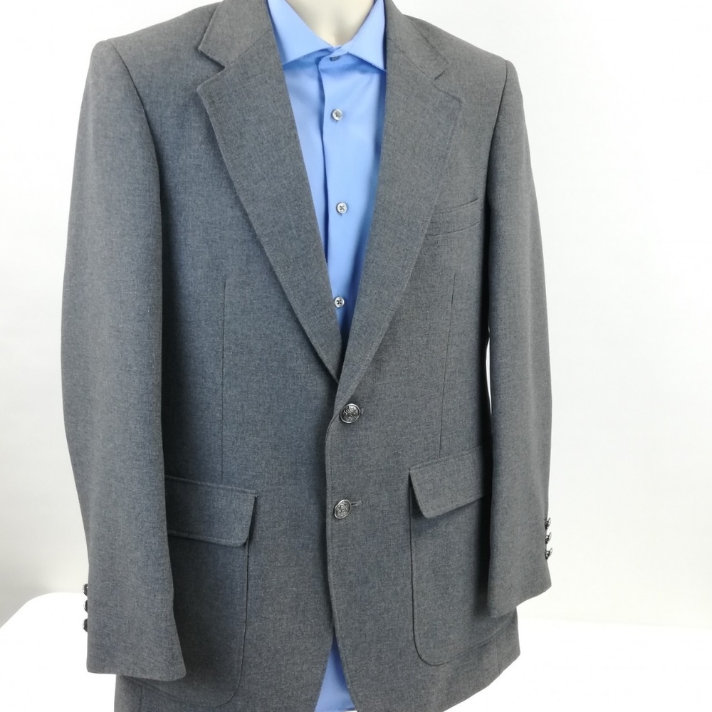 Edgeworth Gray Two Silver Bttn Blazer Sport Coat